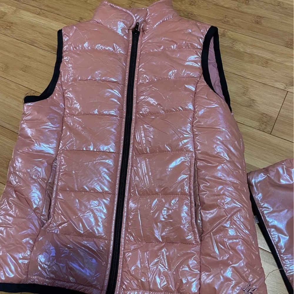 Rebel Athletic Girls Shiny Pink Puffer Vest